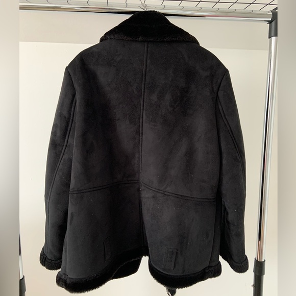 EUC Topshop Faux Suede Moto Jacket with Fur Lining Size US 8 - Picture 2 of 3